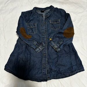 Zara Kids Blue Denim Shirt with Brown Patches
